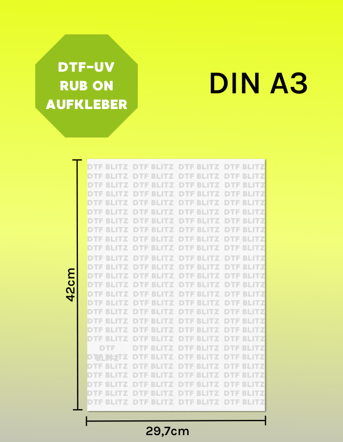 UV DTF Transfer A3-Format Rub-On Aufkleber