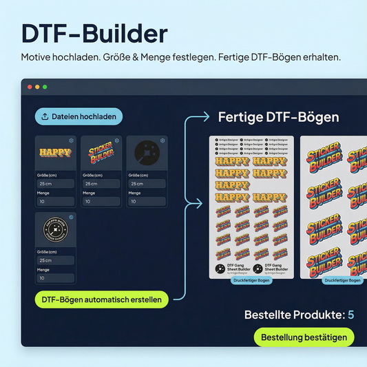 DTF-BUILDER Mehrfach-Motive auf einem Transferbogen