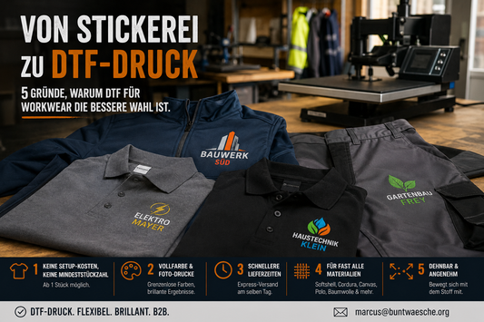 DTF auf Workwear: Die schnellere und günstigere Alternative zur Stickerei