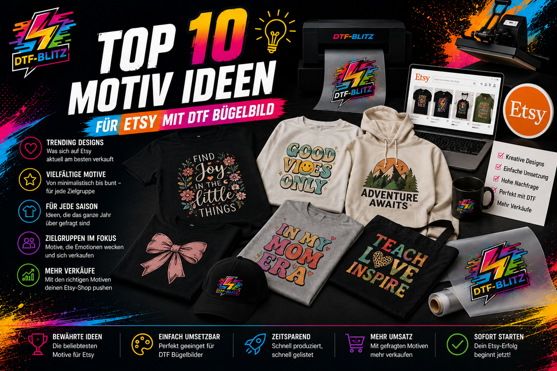 Beitragsbild: Beliebte Motiv-Ideen für DTF-Bügelbilder auf Etsy