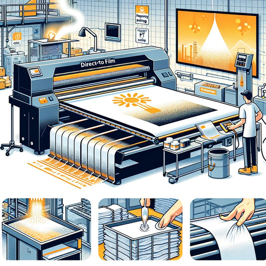 Beitragsbild: Illustration des DTF-Druckprozesses – Design wird auf Folie gedruckt