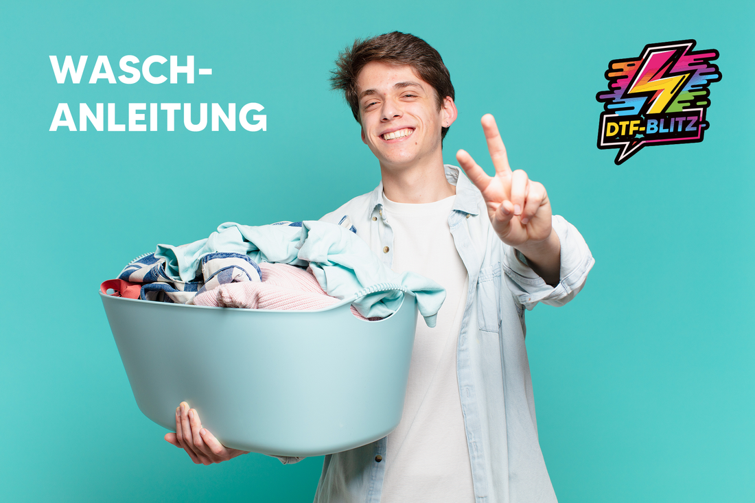 Beitragsbild: Waschanleitung für Textilien mit DTF-Transfers