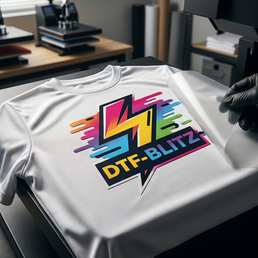 Beitragsbild: Transferpresse presst DTF-Transfer auf ein Polyester-Sportshirt