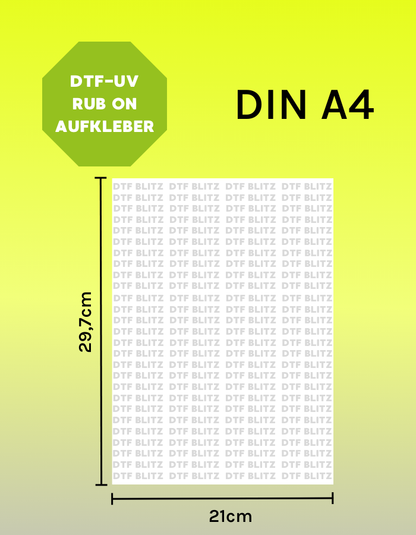 UV DTF Transfer A4-Format Rub-On Aufkleber