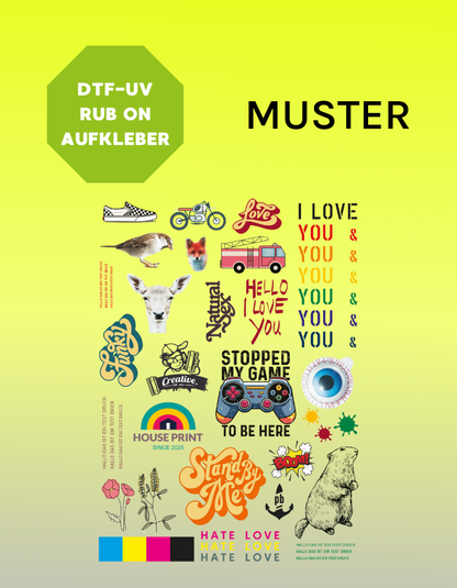UV DTF Rub-On Aufkleber Musterpaket