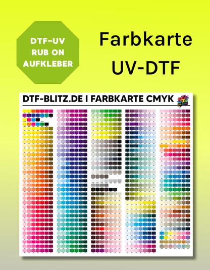 UV DTF Rub-On Aufkleber Farbkarte