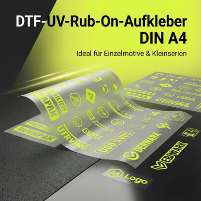 UV DTF Transfer A4-Format Rub-On Aufkleber