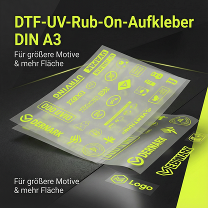 UV DTF Transfer A3-Format Rub-On Aufkleber