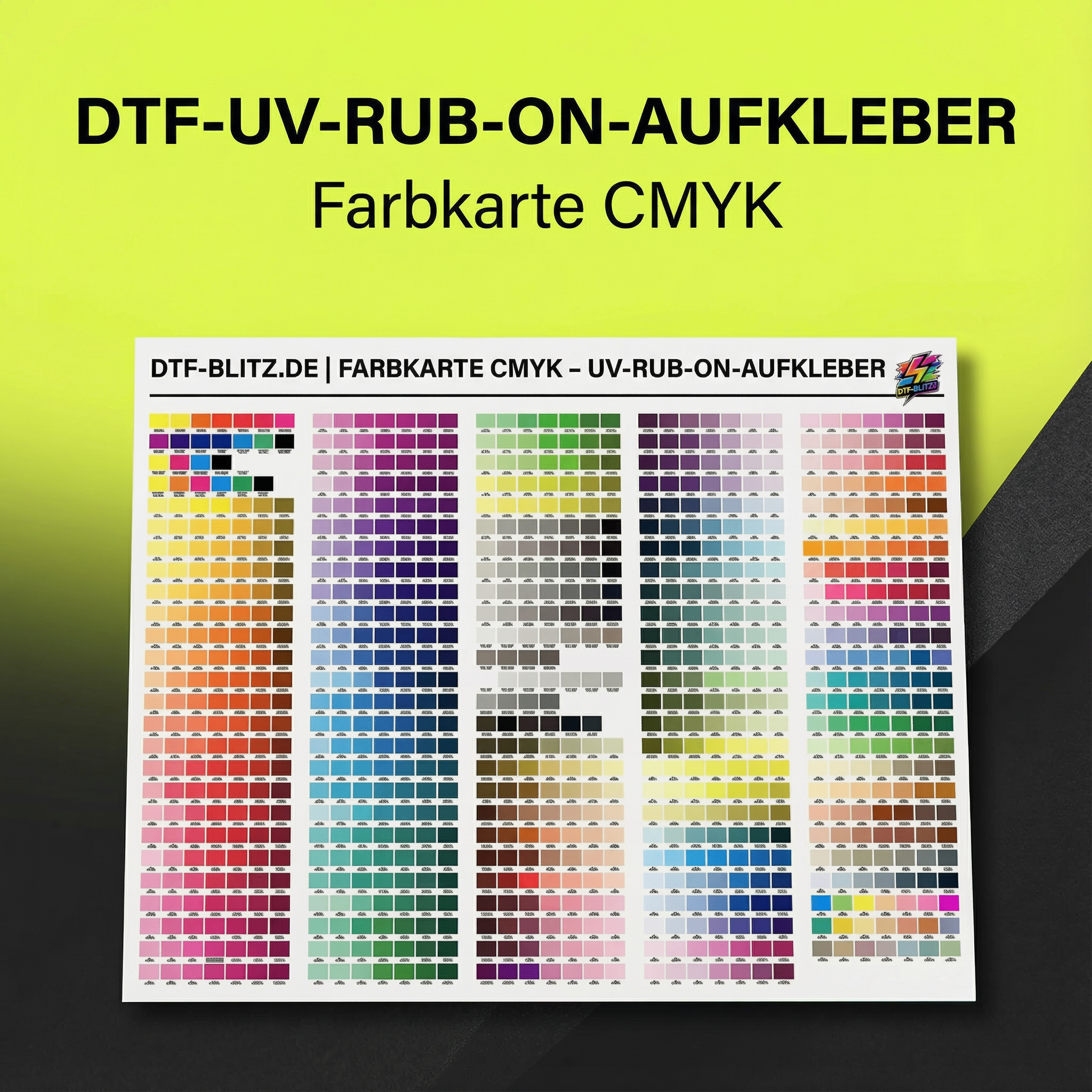 UV-DTF Farbkarte mit Pantone & CMYK | DTF-Blitz