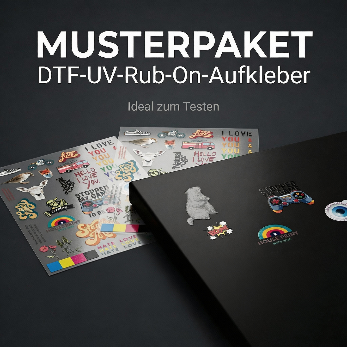 UV DTF Rub-On Aufkleber Musterpaket